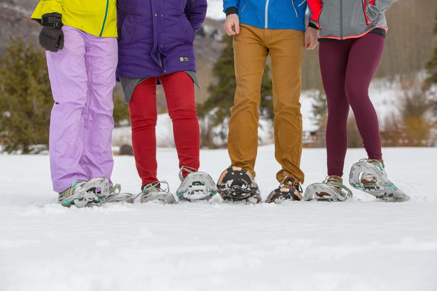Group of people wearing snowshoes