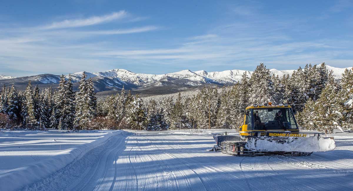 Trails being groomed for skiing at Tennessee Pass